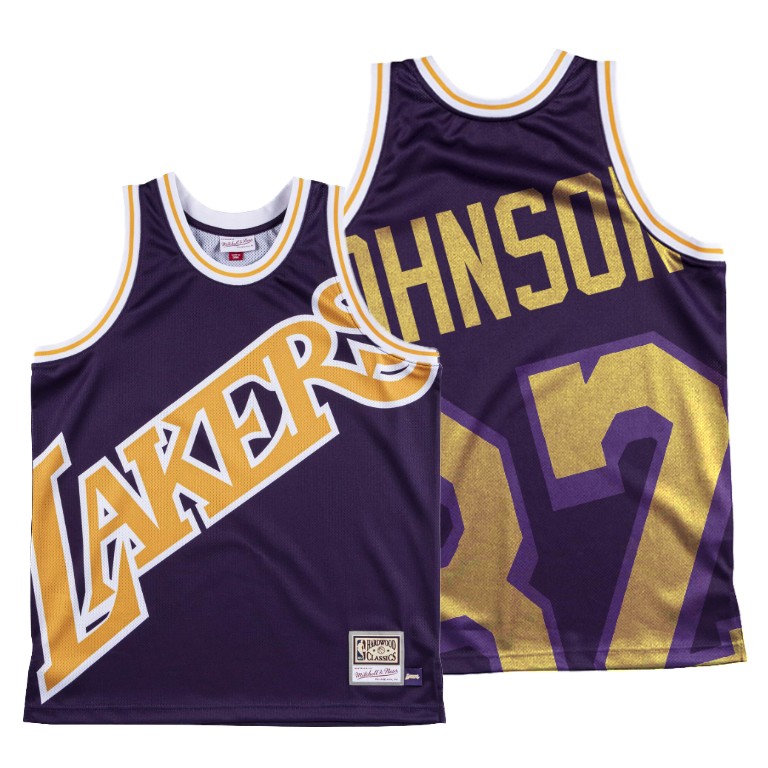 Men's Los Angeles Lakers Magic Johnson #32 NBA HWC Big Face Purple Basketball Jersey TTO6183RQ